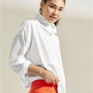 Athleta Run With It Half Zip Pullover Windbreaker White Print